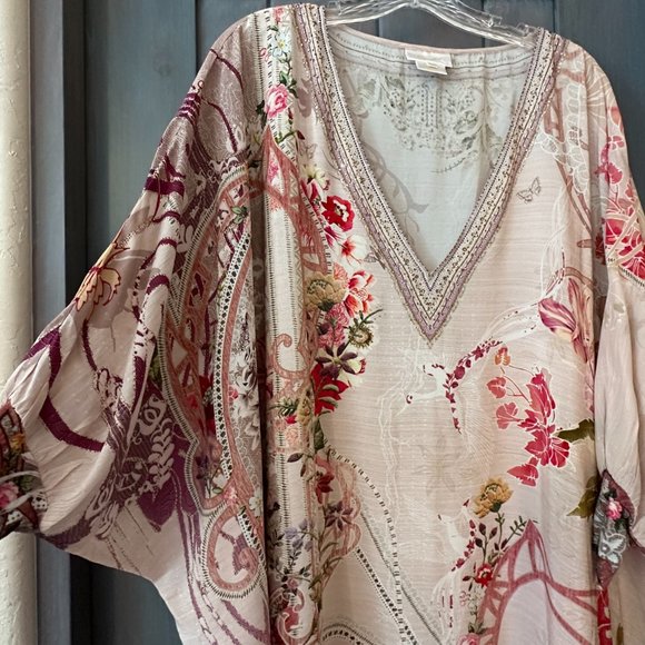 Camilla Franks O/S Crystal Embellished Silk Kaftan Beaded Dress PinksNEW—SOLD - Picture 4 of 16